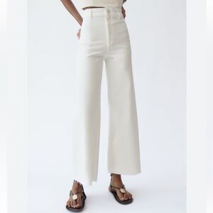 Zara High Rise Cream Jeans